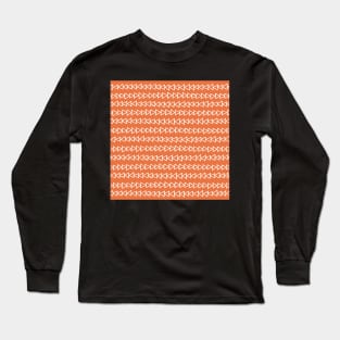 Triangles Pattern Rust Orange and White Long Sleeve T-Shirt